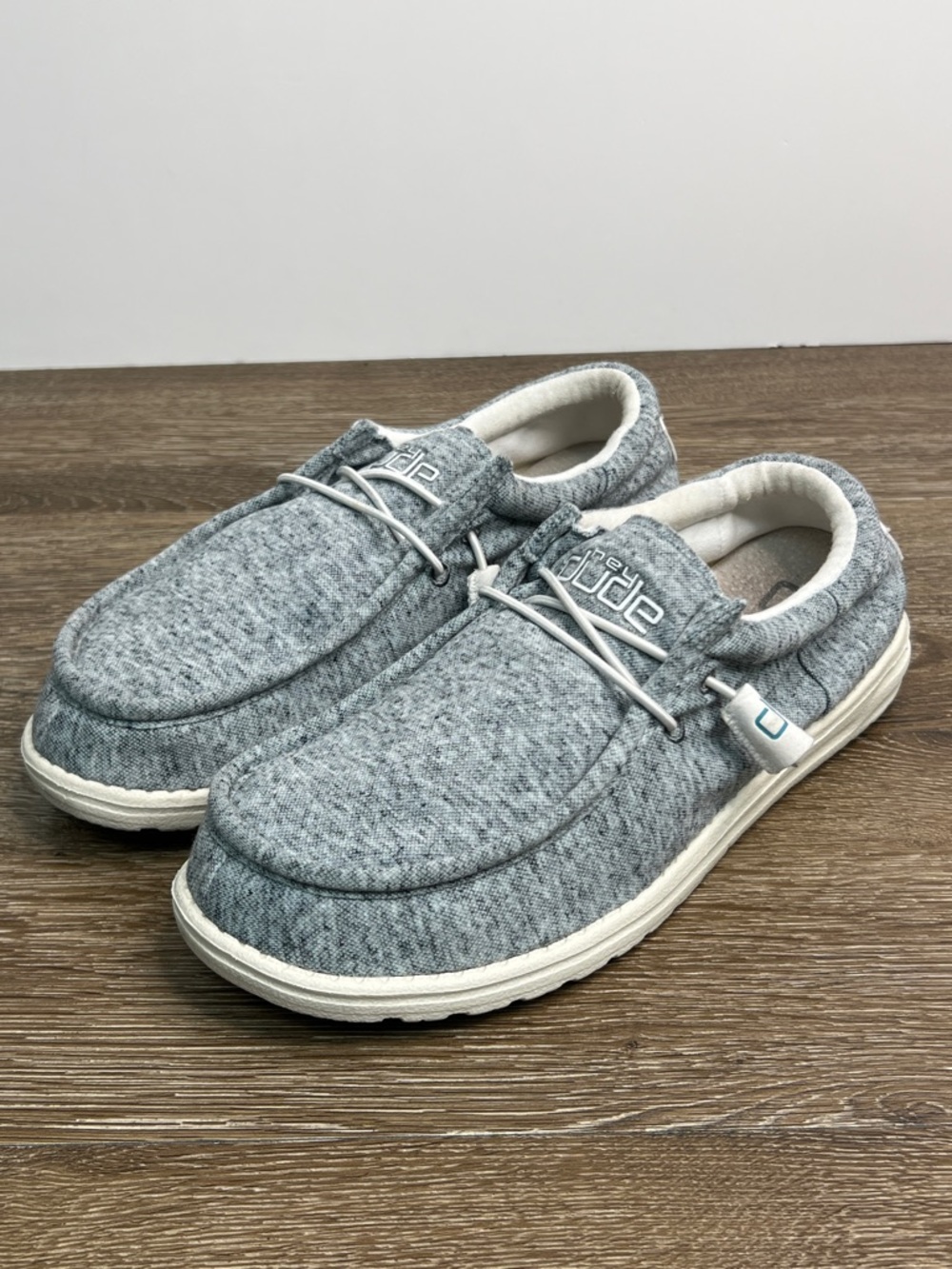 Hey Dude Wally Women Blue Grey Shoes | Lightweight Comfort Slip-On Size 8